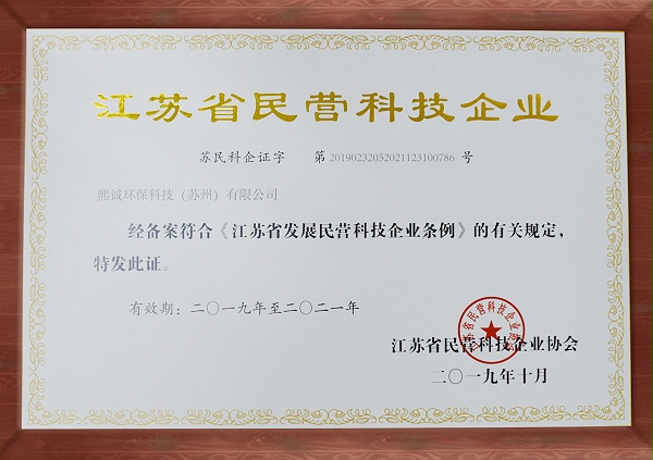民营科技企业协会荣誉证书
